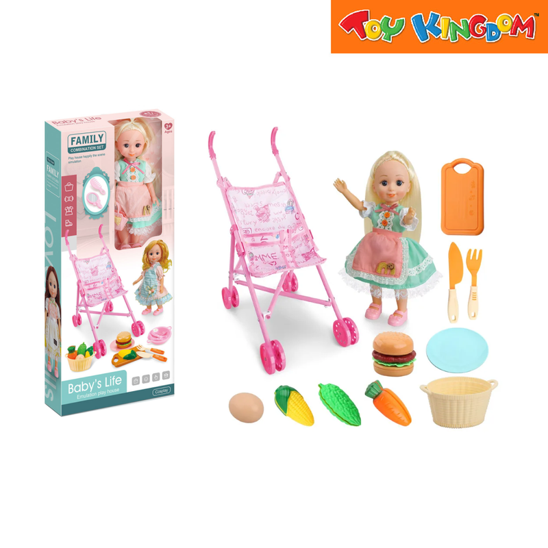 Baby's Life 12 inch Doll With Stroller Set